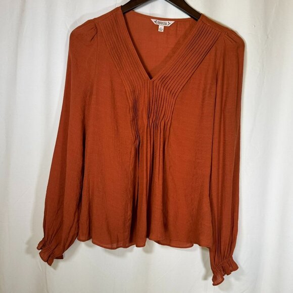 NANETTE Nanette Lepore Gingerbread Long Sleeve Blouse Size Small Casual Top Poly - Picture 1 of 12